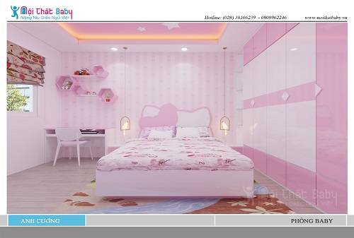Thiết kế nội thất phòng ngủ bé gái đẹp Anh Cường - BBG166